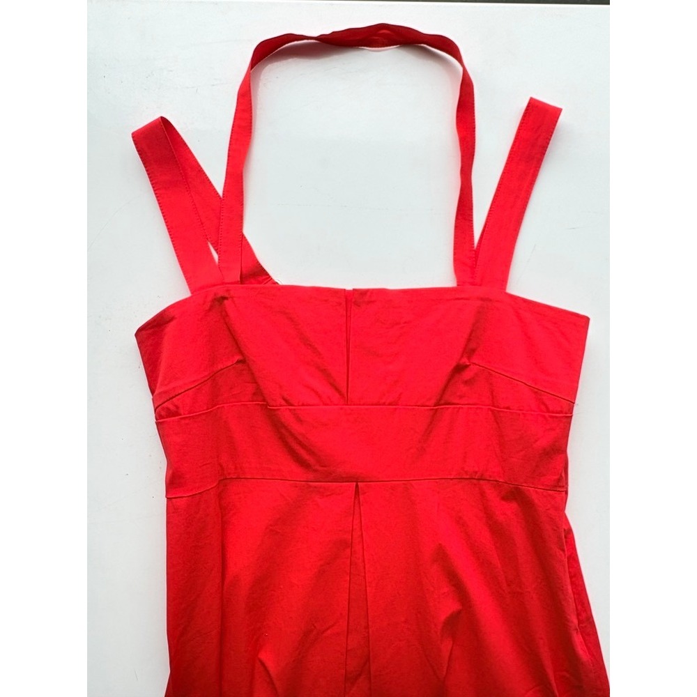 Filippa K Cherry Red Halter Pinup Neck Fit and Flare Cotton Stretch Dress Size S - Picture 2 of 5